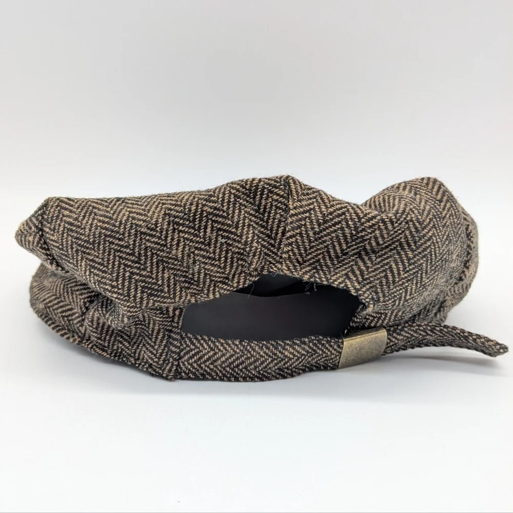 Man Of Aran Brown Yellow Clover Wool Flat Cap Hat